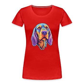 Frisian Pointing Dog Breed Cartoon Kawaii Illustra - Women's Premium Organic T-Shirt - red - Front - Mia (176cm)
