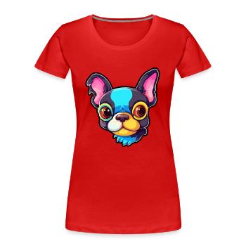 Boston Terrier Hunderasse Cartoon Kawaii Illustrati - Frauen Premium Bio T-Shirt - Rot - Vorne - Mia (176cm)