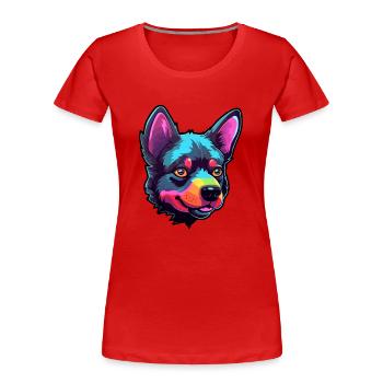 Schwarzer norwegischer Elchhund Hunderasse Cartoon Kawaii - Frauen Premium Bio T-Shirt - Rot - Vorne - Mia (176cm)