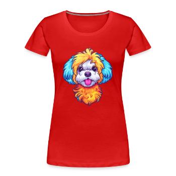 Bichon Yorkie Hunderasse Cartoon Kawaii Illustratio - Frauen Premium Bio T-Shirt - Rot - Vorne - Mia (176cm)