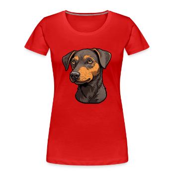 Patterdale Terrier Dog Breed Cartoon Kawaii Illust - Women's Premium Organic T-Shirt - red - Front - Mia (176cm)