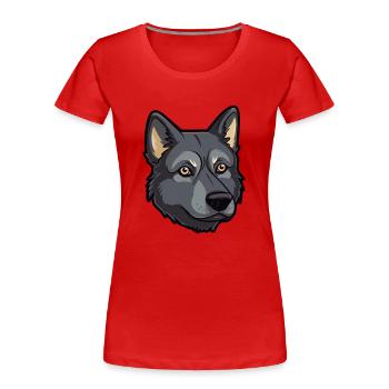 Schwarzer norwegischer Elchhund Hunderasse Cartoon Kawaii - Frauen Premium Bio T-Shirt - Rot - Vorne - Mia (176cm)