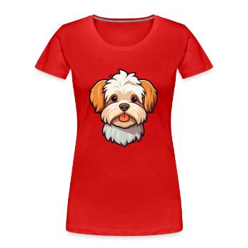 Bichon Yorkie Hunderasse Cartoon Kawaii Illustratio - Frauen Premium Bio T-Shirt - Rot - Vorne - Mia (176cm)