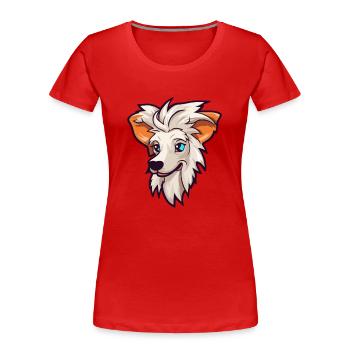 Chien chinois à crête race Cartoon Kawaii Illustrat - T-shirt bio Premium Femme - rouge - Devant - Mia (176cm)