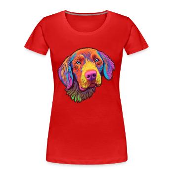 Pudelpointer chien race dessin animé Kawaii Illustration - T-shirt bio Premium Femme - rouge - Devant - Mia (176cm)