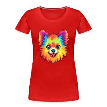 Pommersche Deutsche Spitz Hunderasse Karikatur Kawaii I - Frauen Premium Bio T-Shirt - Rot - Vorne - Mia (176cm)