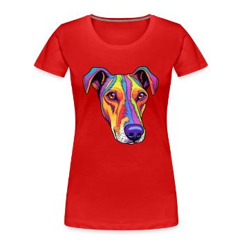 Glatter Foxterrier Hunderasse Cartoon Kawaii Illust - Frauen Premium Bio T-Shirt - Rot - Vorne - Mia (176cm)