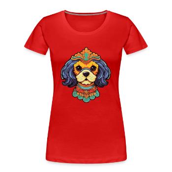 Chinese Imperial Dog Breed Cartoon Kawaii Illustra - Women's Premium Organic T-Shirt - red - Front - Mia (176cm)