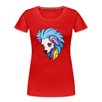 Chien chinois à crête race Cartoon Kawaii Illustrat - T-shirt bio Premium Femme - rouge - Devant - Mia (176cm)