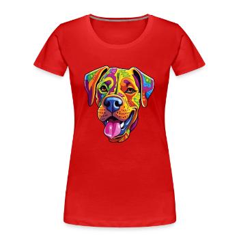 Bully Kutta race de chien dessin animé Kawaii Illustration - T-shirt bio Premium Femme - rouge - Devant - Mia (176cm)