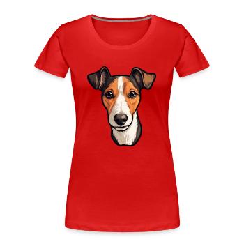 Glatter Foxterrier Hunderasse Cartoon Kawaii Illust - Frauen Premium Bio T-Shirt - Rot - Vorne - Mia (176cm)