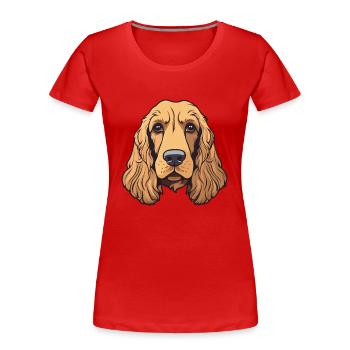 Anglais Cocker Épagneul Chien Race Dessin Animé Kawaii Il - T-shirt bio Premium Femme - rouge - Devant - Mia (176cm)