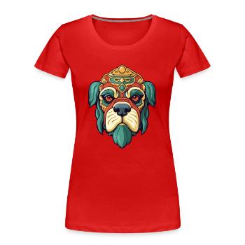 Chinese Imperial Dog Breed Cartoon Kawaii Illustra - Women's Premium Organic T-Shirt - red - Front - Mia (176cm)