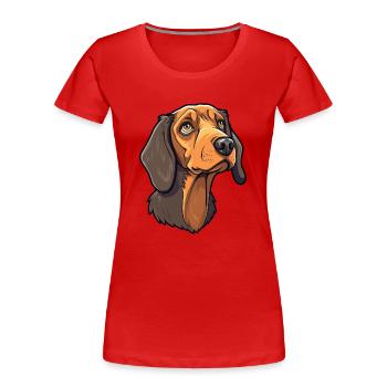Auvergne Pointing Dog Breed Cartoon Kawaii Illustr - Women's Premium Organic T-Shirt - red - Front - Mia (176cm)