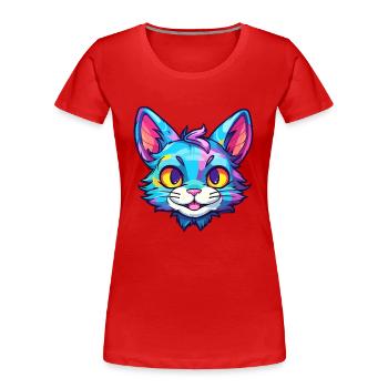 Pixie Bob Katze Rasse Aquarell Cartoon Kawaii Haustier - Frauen Premium Bio T-Shirt - Rot - Vorne - Mia (176cm)