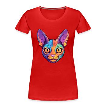 Somali Kurzhaar Katze Aquarell Cartoon Kawaii - Frauen Premium Bio T-Shirt - Rot - Vorne - Mia (176cm)