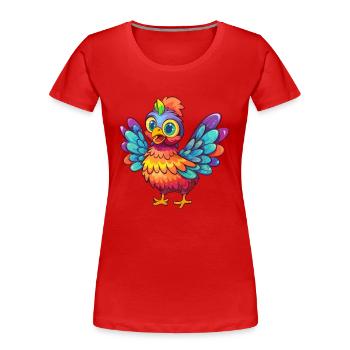 Hen Colorful Watercolor Cartoon Kawaii Animal - Women's Premium Organic T-Shirt - red - Front - Mia (176cm)