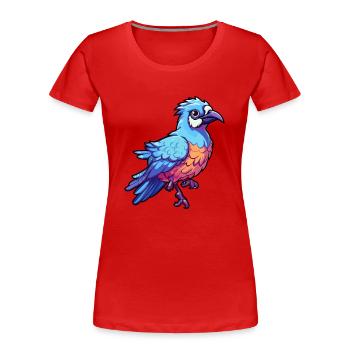 Blue Jay Colorful Watercolor Cartoon Kawaii Animal - Women's Premium Organic T-Shirt - red - Front - Mia (176cm)