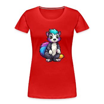 Stinktier buntes Aquarell Cartoon Kawaii Tier - Frauen Premium Bio T-Shirt - Rot - Vorne - Mia (176cm)