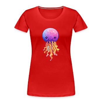 Méduse Aquarelle Colorée Dessin Animé Kawaii Anima - T-shirt bio Premium Femme - rouge - Devant - Mia (176cm)