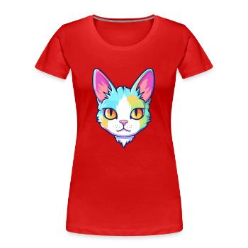 Japanische Bobtail-Katze Aquarell-Karikatur Kawaii - Frauen Premium Bio T-Shirt - Rot - Vorne - Mia (176cm)