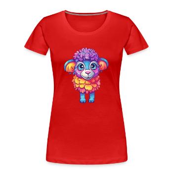 Mouton Aquarelle Colorée Dessin Animé Kawaii Animal - T-shirt bio Premium Femme - rouge - Devant - Mia (176cm)