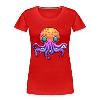 Oktopus Buntes Aquarell Cartoon Kawaii Tier - Frauen Premium Bio T-Shirt - Rot - Vorne - Mia (176cm)