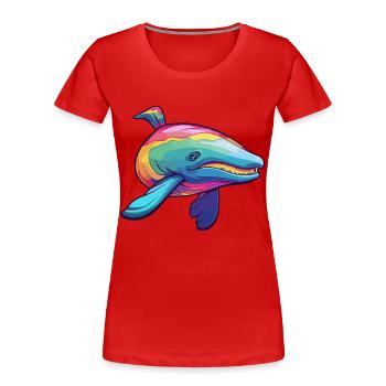 Baleine Aquarelle Colorée Dessin Animé Kawaii Animal - T-shirt bio Premium Femme - rouge - Devant - Mia (176cm)