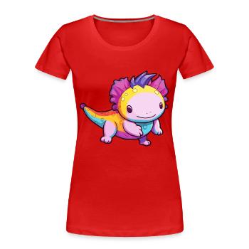 Axolotl Buntes Aquarell Cartoon Kawaii Tier - Frauen Premium Bio T-Shirt - Rot - Vorne - Mia (176cm)