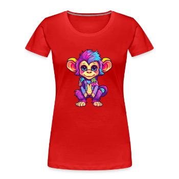 Affe buntes Aquarell Cartoon Kawaii Tier - Frauen Premium Bio T-Shirt - Rot - Vorne - Mia (176cm)
