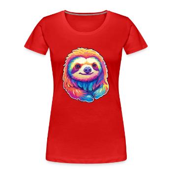 Paresseux coloré aquarelle dessin animé kawaii Animal - T-shirt bio Premium Femme - rouge - Devant - Mia (176cm)