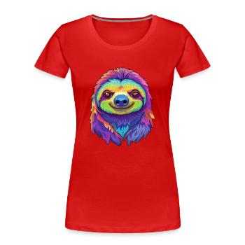 Paresseux coloré aquarelle dessin animé kawaii Animal - T-shirt bio Premium Femme - rouge - Devant - Mia (176cm)