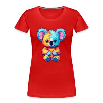 Koala Colorful Watercolor Cartoon Kawaii Animal - Women's Premium Organic T-Shirt - red - Front - Mia (176cm)