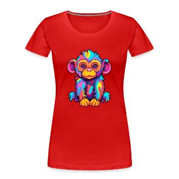 Affe Buntes Aquarell Cartoon Kawaii Tier - Frauen Premium Bio T-Shirt - Rot - Vorne - Mia (176cm)
