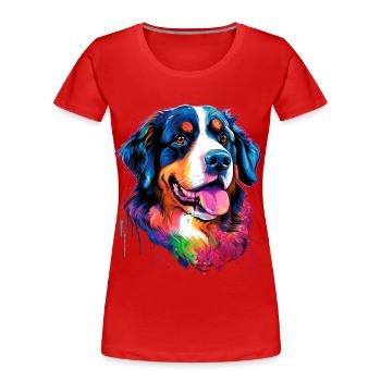 bunter Berner Sennenhund - bunte Hunde - Frauen Premium Bio T-Shirt - Rot - Vorne - Mia (176cm)