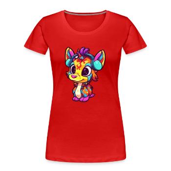 Bongo Aquarelle Colorée Dessin Animé Kawaii Animal - T-shirt bio Premium Femme - rouge - Devant - Mia (176cm)