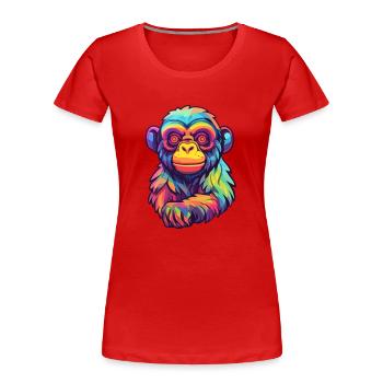 Affe buntes Aquarell Cartoon Kawaii Tier - Frauen Premium Bio T-Shirt - Rot - Vorne - Mia (176cm)