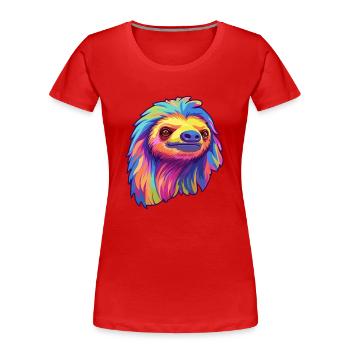 Paresseux coloré aquarelle dessin animé kawaii Animal - T-shirt bio Premium Femme - rouge - Devant - Mia (176cm)