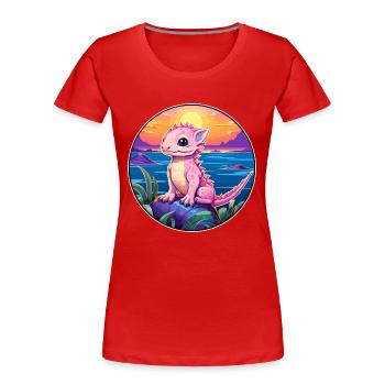 Axolotl Buntes Aquarell Cartoon Kawaii Tier - Frauen Premium Bio T-Shirt - Rot - Vorne - Mia (176cm)
