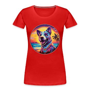 Bongo Aquarelle Colorée Dessin Animé Kawaii Animal - T-shirt bio Premium Femme - rouge - Devant - Mia (176cm)