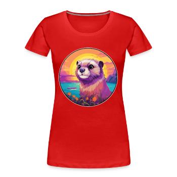 Gopher Buntes Aquarell Cartoon Kawaii Tier - Frauen Premium Bio T-Shirt - Rot - Vorne - Mia (176cm)