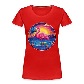Flamant rose coloré aquarelle dessin animé kawaii animal - T-shirt bio Premium Femme - rouge - Devant - Mia (176cm)