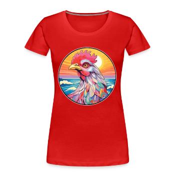 Hen Colorful Watercolor Cartoon Kawaii Animal - Women's Premium Organic T-Shirt - red - Front - Mia (176cm)