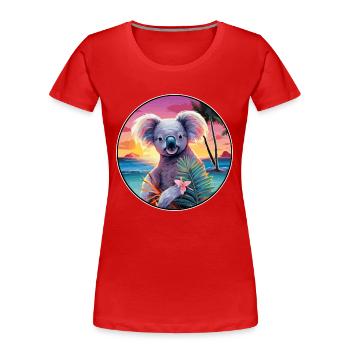 Koala Colorful Watercolor Cartoon Kawaii Animal - Women's Premium Organic T-Shirt - red - Front - Mia (176cm)