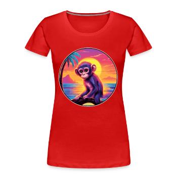 Affe Buntes Aquarell Cartoon Kawaii Tier - Frauen Premium Bio T-Shirt - Rot - Vorne - Mia (176cm)