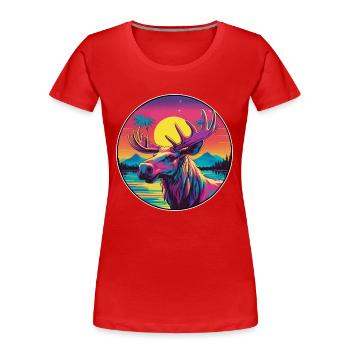 Moose Colorful Watercolor Cartoon Kawaii Animal - Women's Premium Organic T-Shirt - red - Front - Mia (176cm)