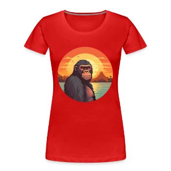 Affe buntes Aquarell Cartoon Kawaii Tier - Frauen Premium Bio T-Shirt - Rot - Vorne - Mia (176cm)