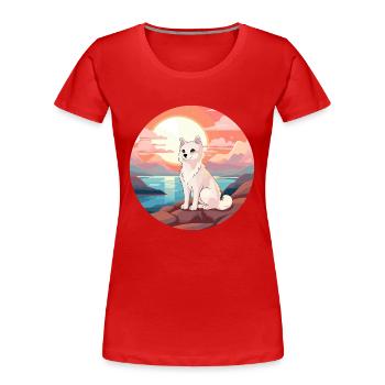 Polarfuchs Bunte Aquarell-Karikatur Kawaii Haustier - Frauen Premium Bio T-Shirt - Rot - Vorne - Mia (176cm)