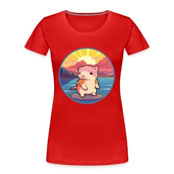 Axolotl Buntes Aquarell Cartoon Kawaii Tier - Frauen Premium Bio T-Shirt - Rot - Vorne - Mia (176cm)