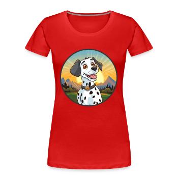 Dalmatinischer Hund Bunte Aquarell-Karikatur Kawaii - Frauen Premium Bio T-Shirt - Rot - Vorne - Mia (176cm)